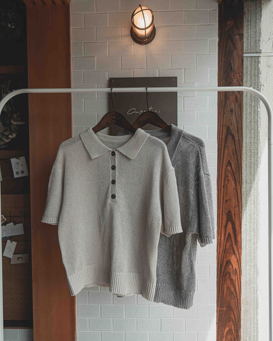 Knit polo tops
