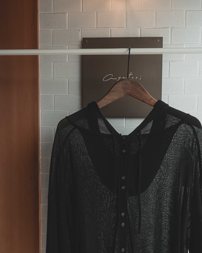 Sheer hooded cardigan