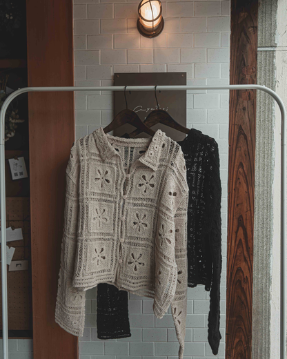 Crochet polo cardigan