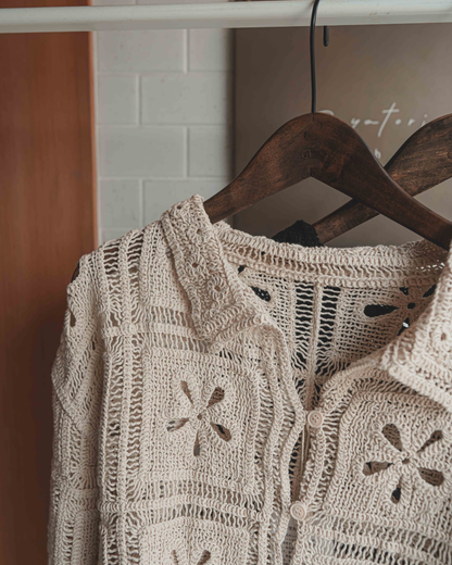 Crochet polo cardigan