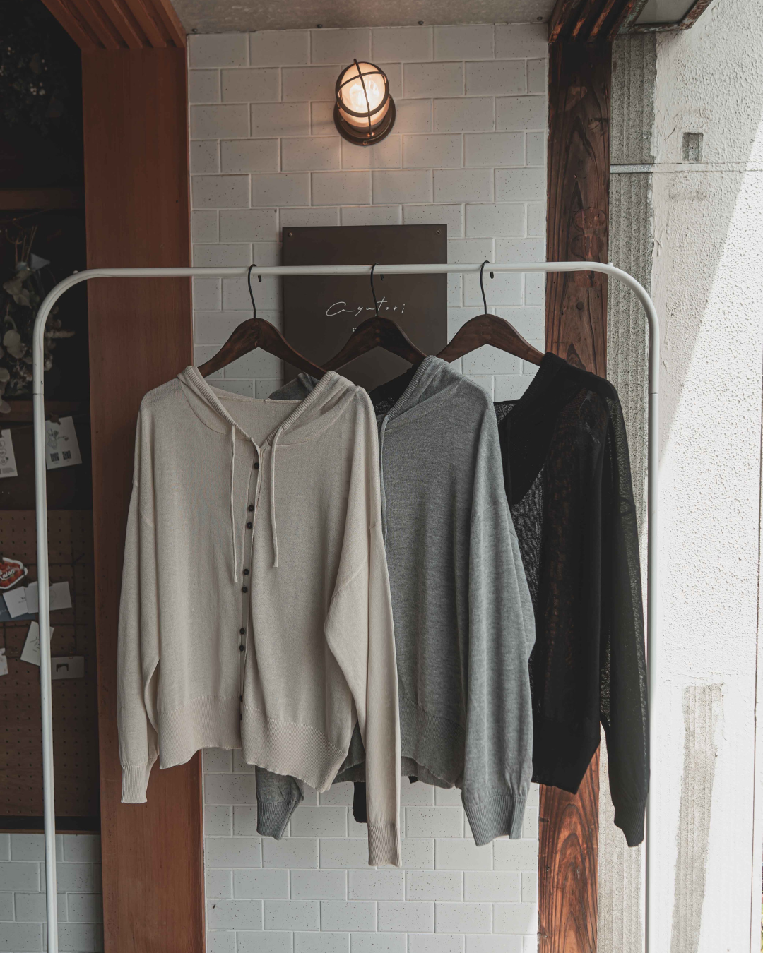 Sheer hooded cardigan