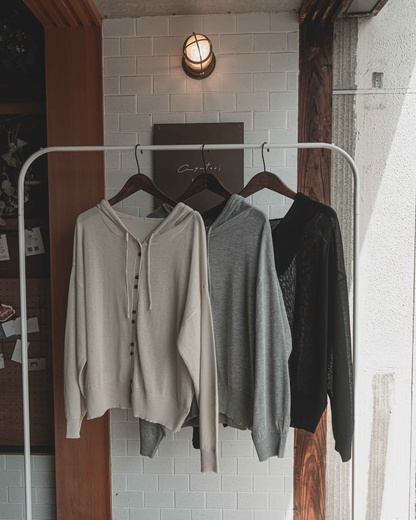 Sheer hooded cardigan