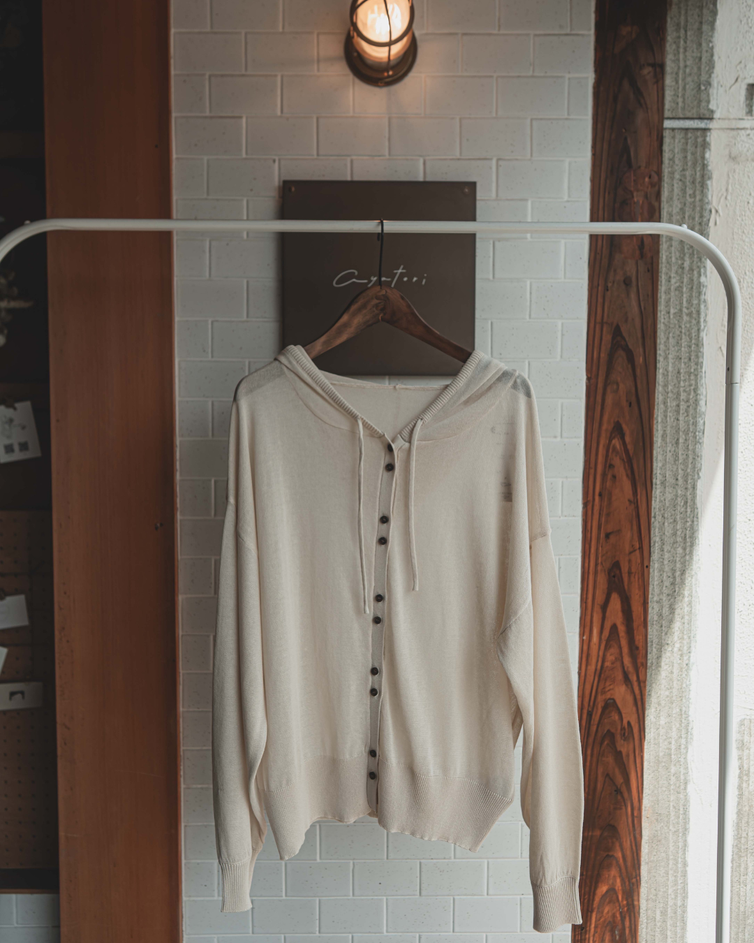 Sheer hooded cardigan