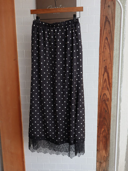 dot satin skirt