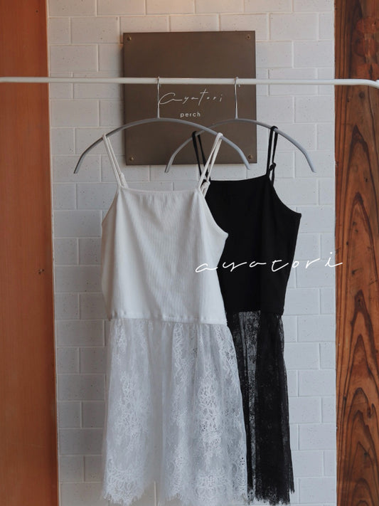Lace docking ribbed camisole