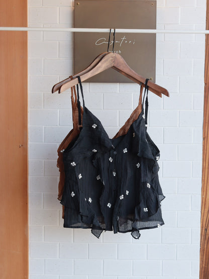 Sheer crepe embroidered camisole