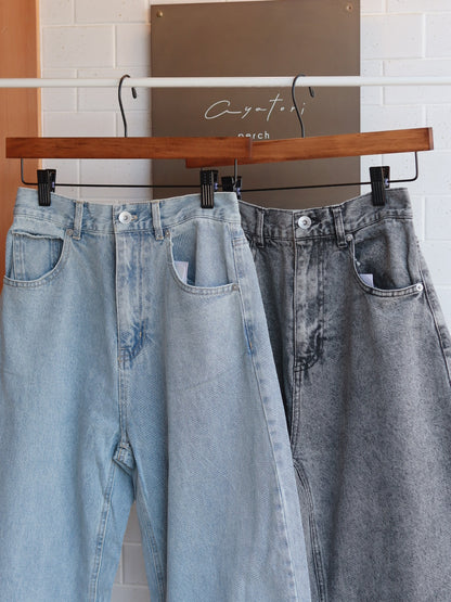 Barrel leg denim pants